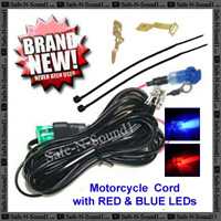 Escort Motorcycle Cord w/RED & BLUE LEDS